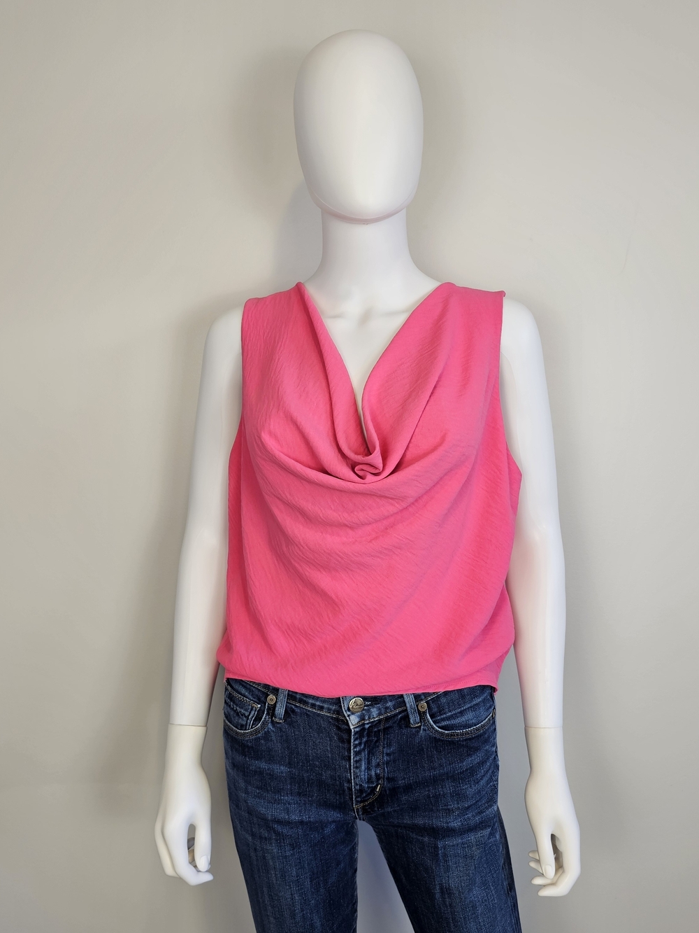 Only Onlmette Life Waterfall Top Bright Hot Pink Scoop Neckline Sz L